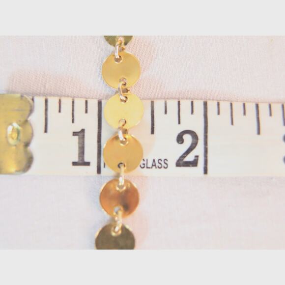 Gold Tone Disc Opera Chain Necklace - Picture 7 of 7